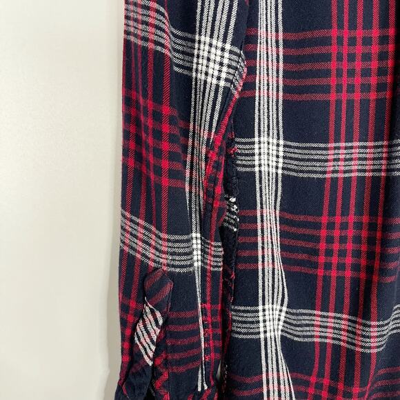 Rails XSmall XS Navy Blue Red White Hunter Plaid Long Sleeve Blouse Shirt Collar - Picture 9 of 11